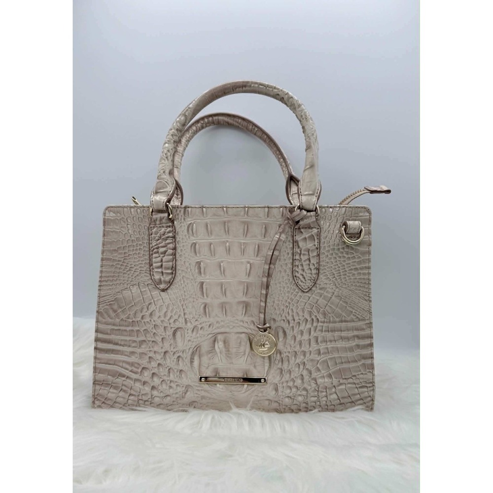 Brahmin Small Finley Melbourne Croc Embossed Leather Satchel Pristine